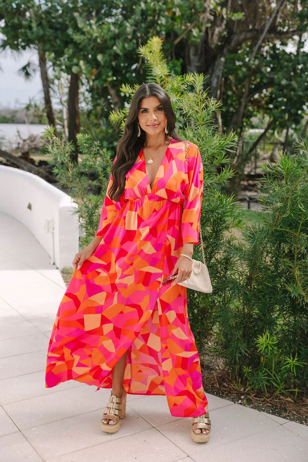 Where We Met in Serene Sunset Printed Woven Maxi Dress FINAL SALE sold by Pink Lily product image thumbnail 3