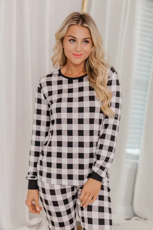 In Your Mind Beige/Black Plaid Pajama Top FINAL SALE sold by Pink Lily