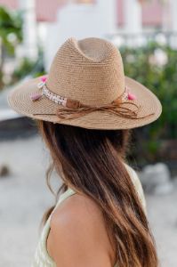 Hat with Shell and Tassel Detail sold by Pink Lily