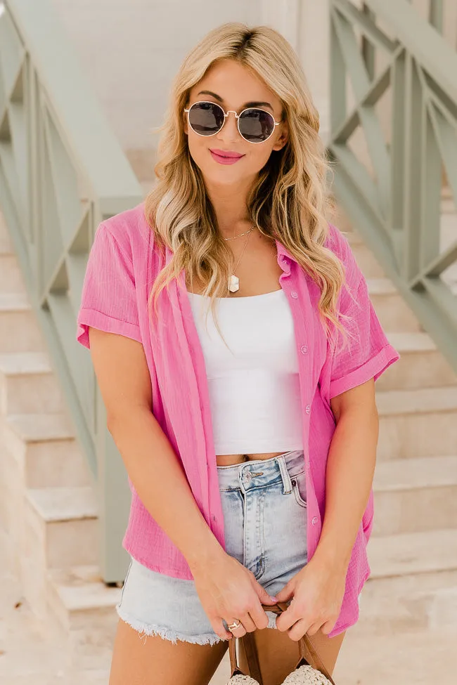 Clear Your Mind Pink Button Front Gauze Blouse FINAL SALE sold by Pink Lily product image thumbnail 5