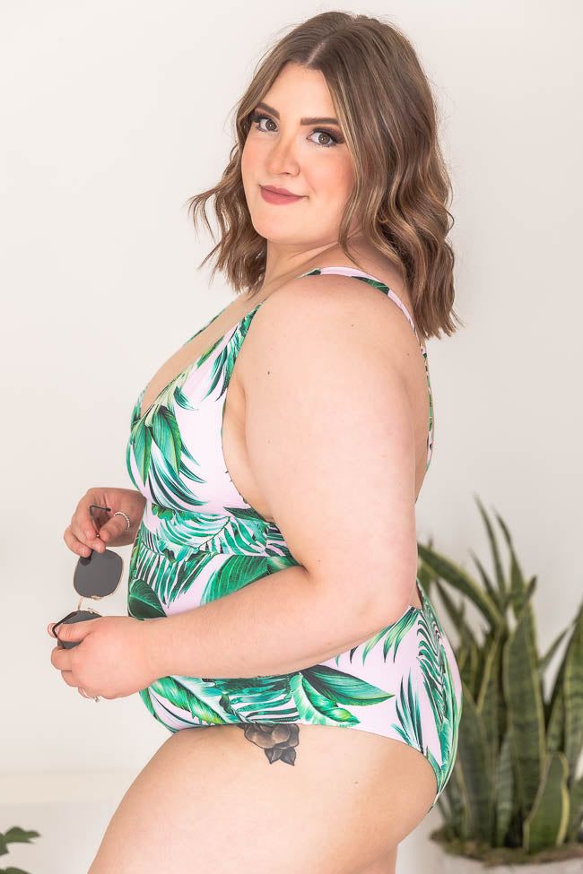 Bayside Dive Pink/Green Tropical Deep V-Neck One Piece FINAL SALE sold by Pink Lily product image thumbnail 9
