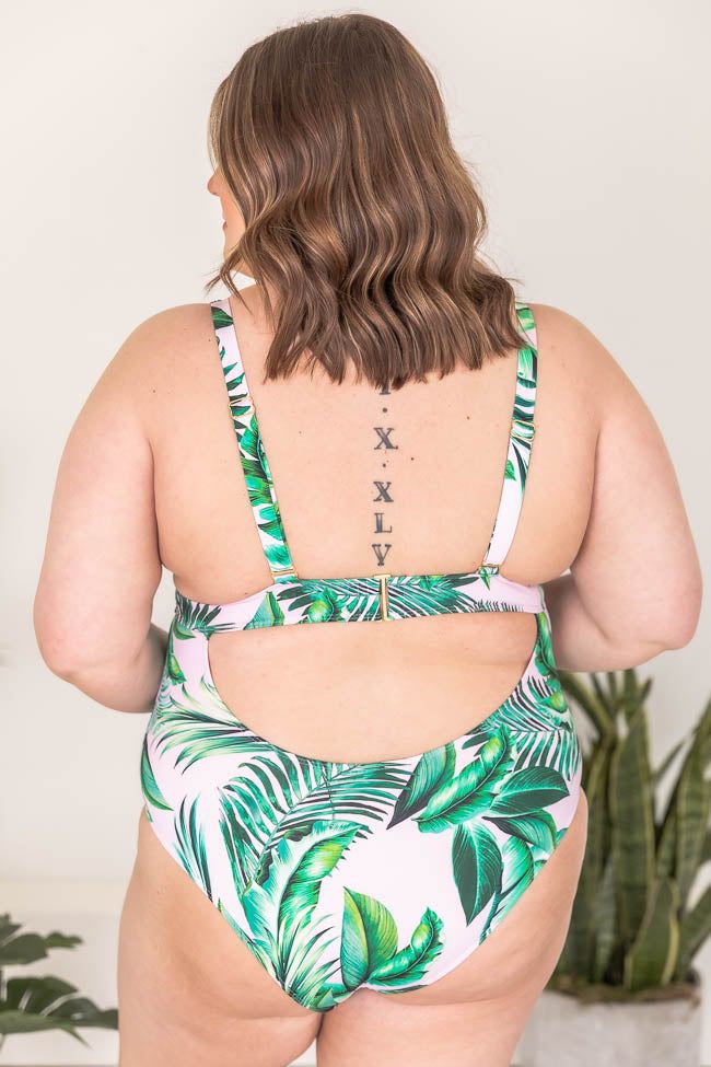 Bayside Dive Pink/Green Tropical Deep V-Neck One Piece FINAL SALE sold by Pink Lily product image thumbnail 10