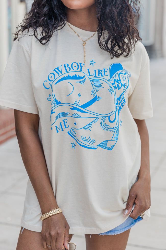 Cowboy Like Me Ivory Oversized Graphic Tee sold by Pink Lily