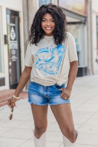 Cowboy Like Me Ivory Oversized Graphic Tee sold by Pink Lily