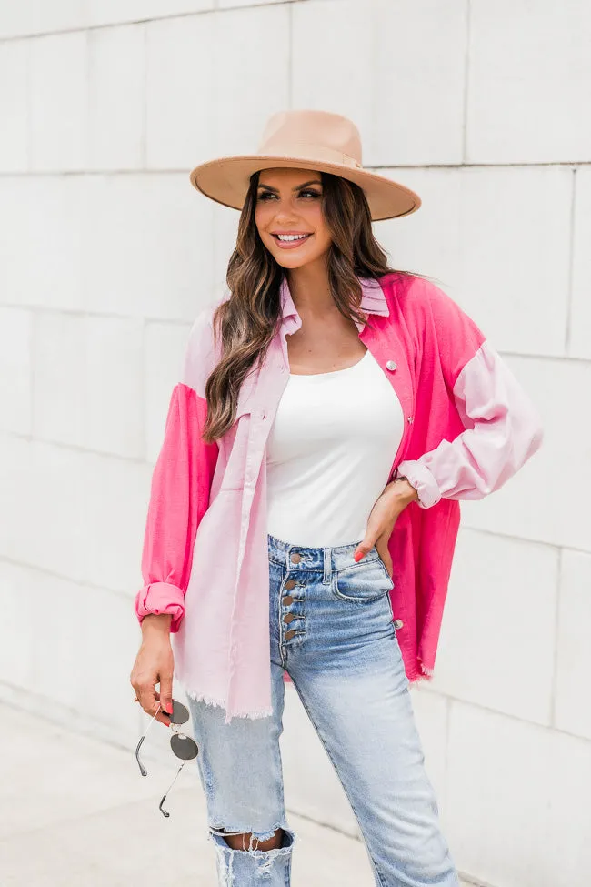 It's All You Pink Corduroy Colorblock Shacket sold by Pink Lily product image thumbnail 2