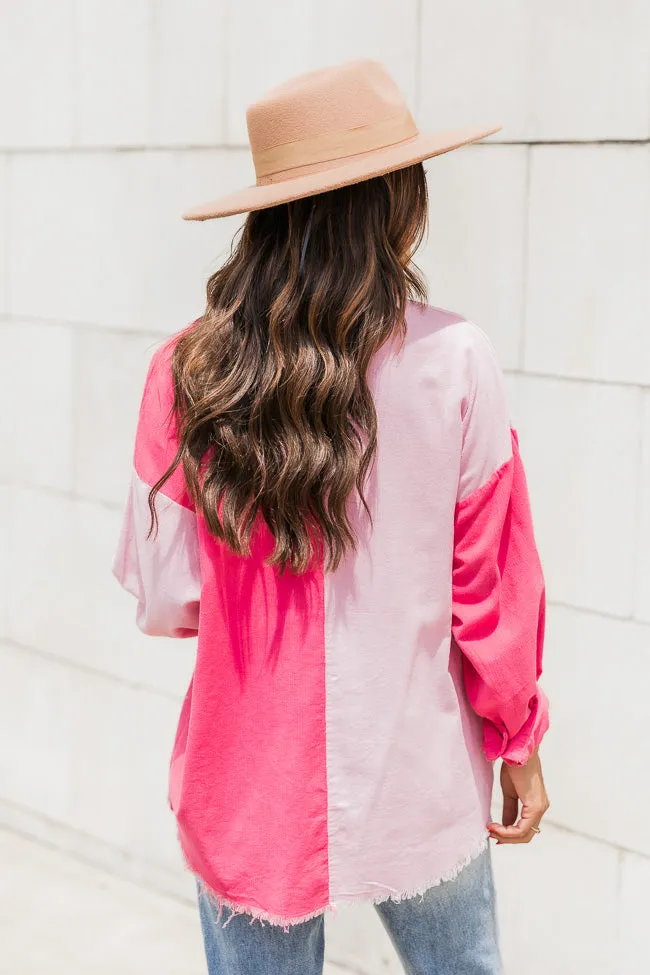 It's All You Pink Corduroy Colorblock Shacket sold by Pink Lily product image thumbnail 4