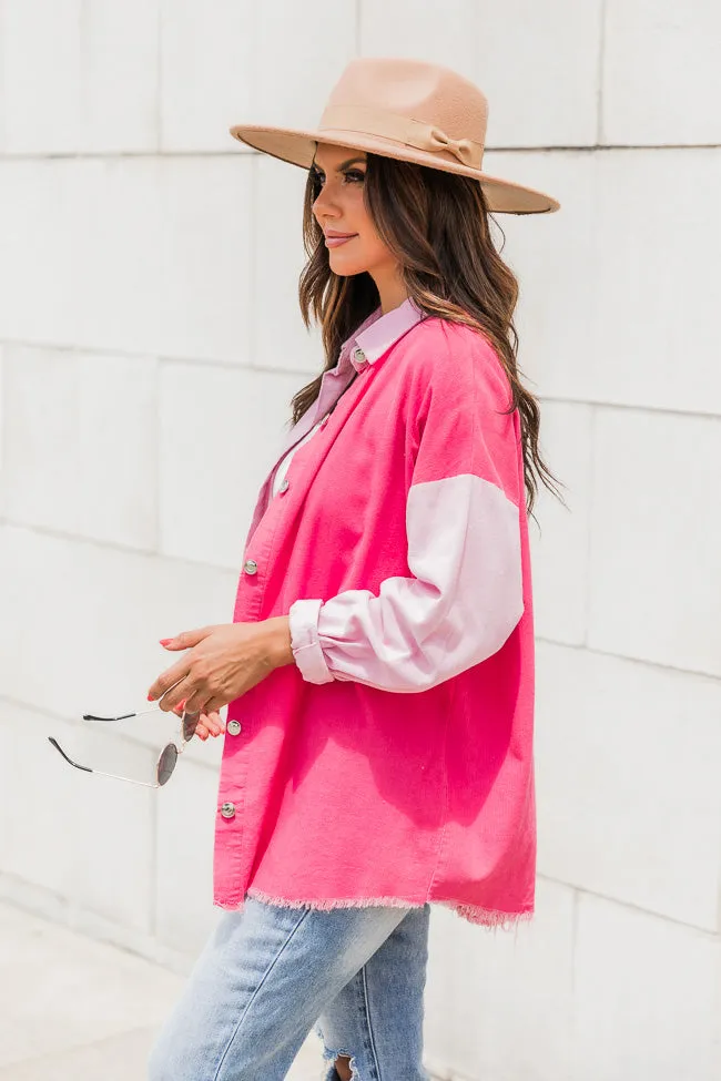 It's All You Pink Corduroy Colorblock Shacket sold by Pink Lily product image thumbnail 3