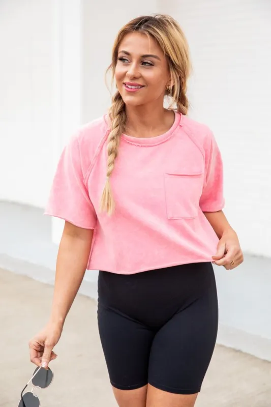 Focus On The Good Pink Acid Wash Cropped Tee FINAL SALE made by Pink Lily