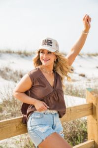 Coastal Cowgirl Tan Trucker Hat sold by Pink Lily