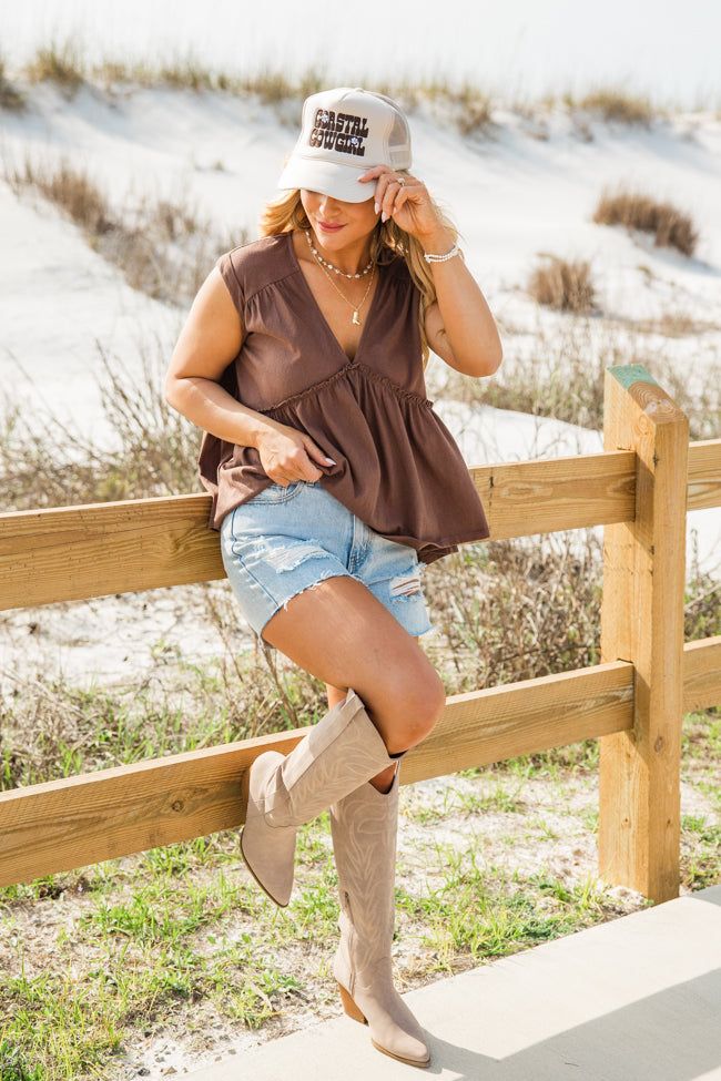 Coastal Cowgirl Tan Trucker Hat sold by Pink Lily product image thumbnail 3