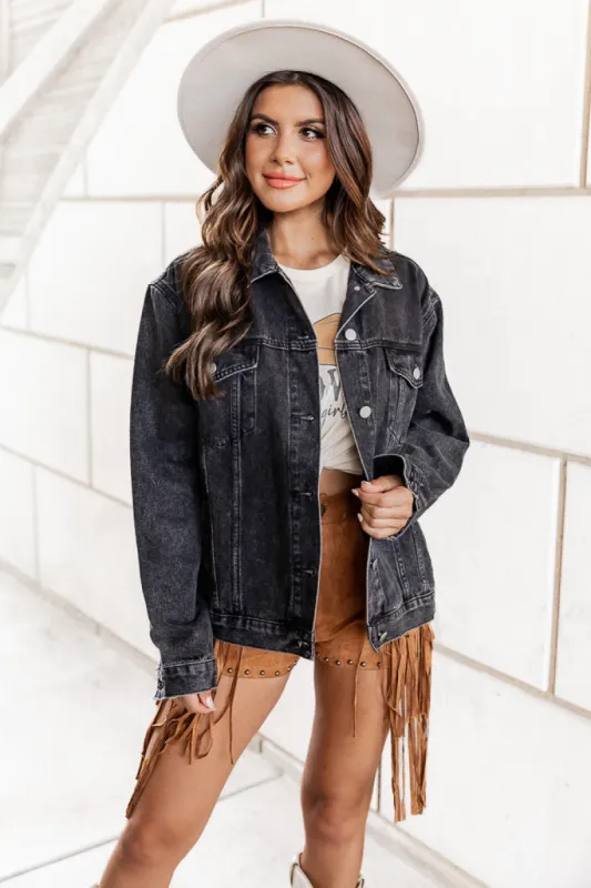 Good Old Days Black Denim Jacket FINAL SALE sold by Pink Lily