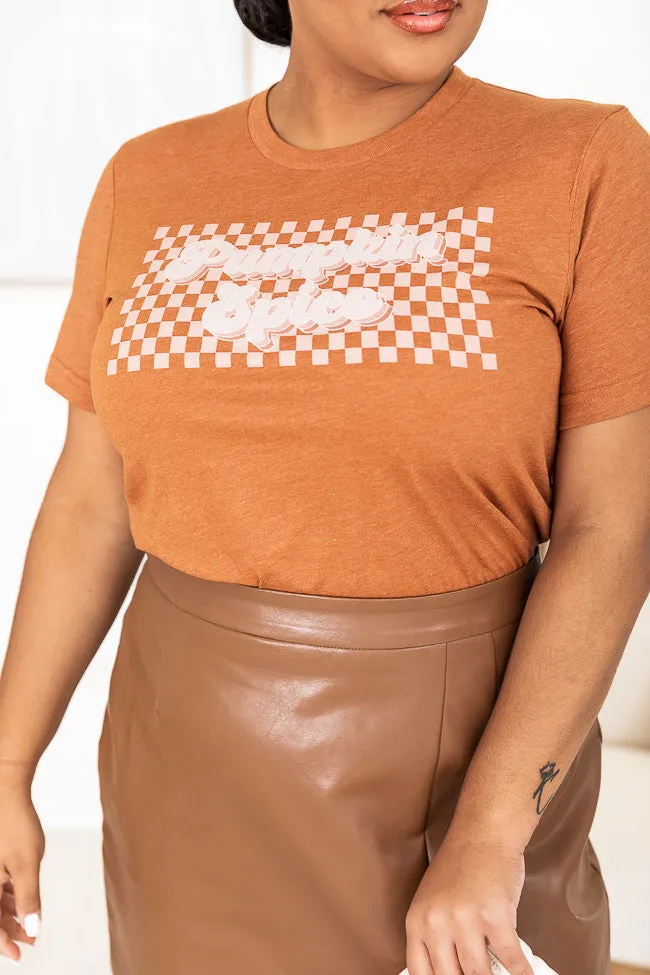 Checkered Pumpkin Spice Burnt Orange Graphic Tee sold by Pink Lily product image thumbnail 3