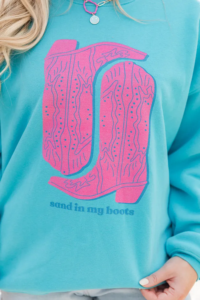 Sand In my Boots Aqua Oversized Graphic Sweatshirt sold by Pink Lily product image thumbnail 3