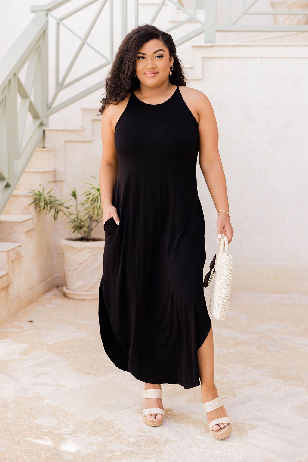 Who I'm Supposed To Be Solid Black Maxi Tank Dress sold by Pink Lily product image thumbnail 6