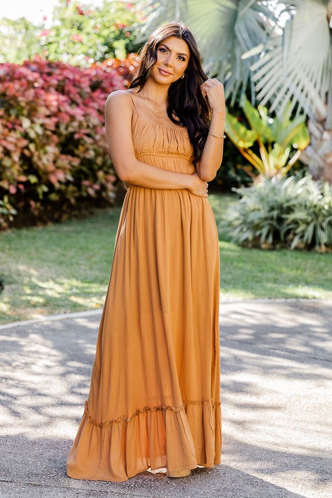 Making Moves Camel Maxi Dress FINAL SALE sold by Pink Lily