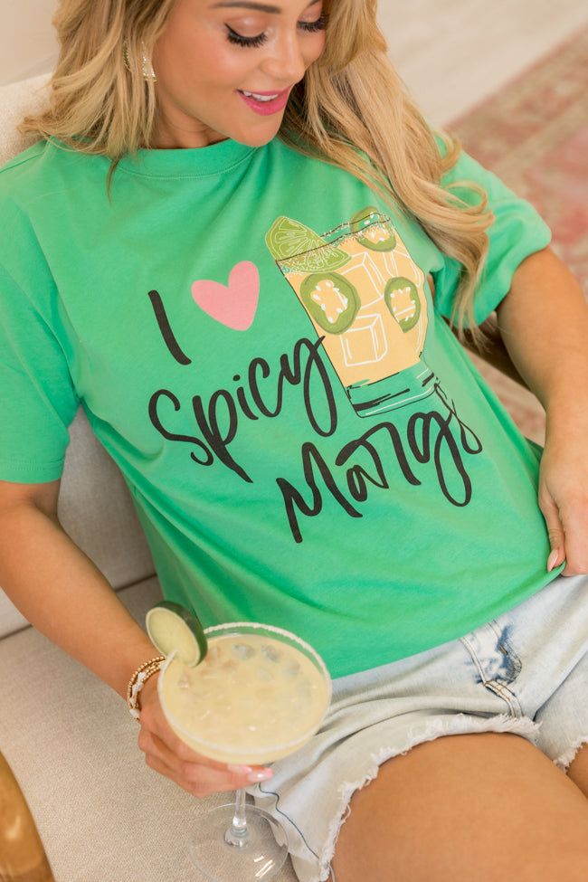 I Heart Spicy Margs Green Oversized Graphic Tee sold by Pink Lily