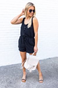 You're An Expert Button Front Black Romper FINAL SALE sold by Pink Lily