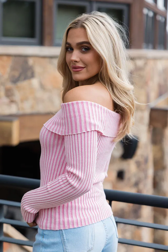 For What It Takes Pale Pink Ribbed Off The Shoulder Sweater FINAL SALE sold by Pink Lily product image thumbnail 4