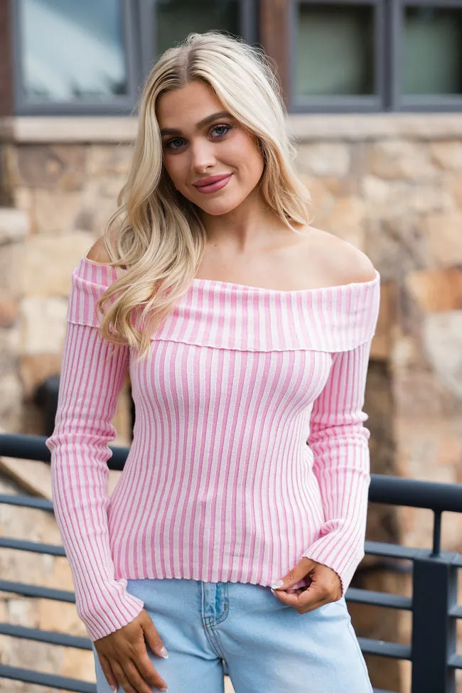 For What It Takes Pale Pink Ribbed Off The Shoulder Sweater FINAL SALE sold by Pink Lily product image thumbnail 3