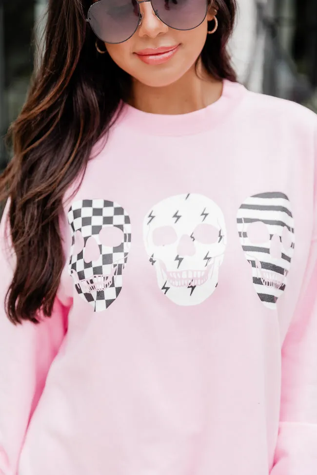 Skulls Trio Pink Graphic Sweatshirt SALE sold by Pink Lily product image thumbnail 3