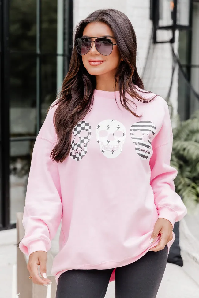 Skulls Trio Pink Graphic Sweatshirt SALE sold by Pink Lily