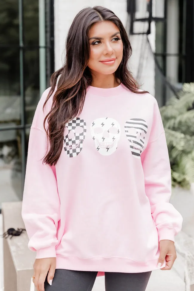 Skulls Trio Pink Graphic Sweatshirt SALE sold by Pink Lily product image thumbnail 4