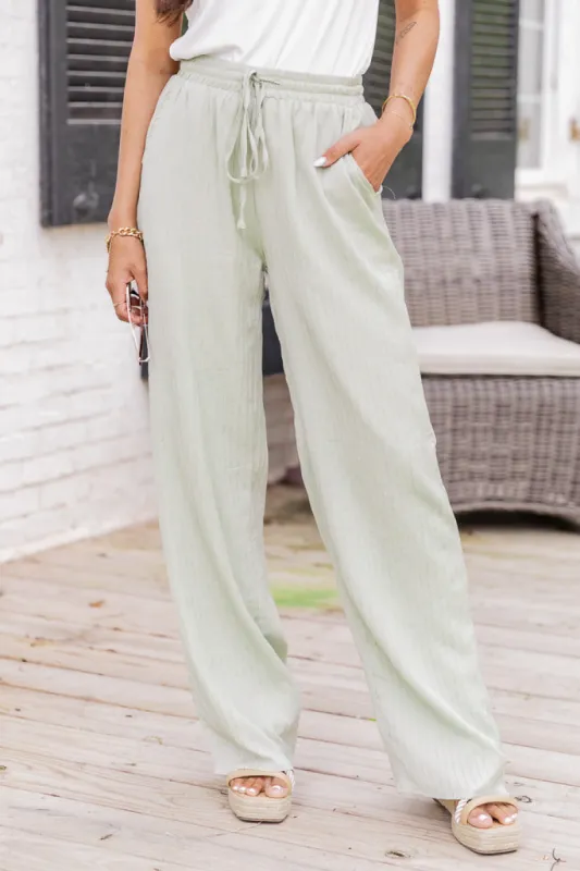 A New Perspective Sage Textured Pull On Pants FINAL SALE sold by Pink Lily