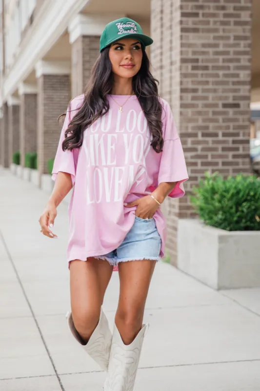 You Look Like You Love Me Rose Hyfve Oversized Graphic Tee sold by Pink Lily