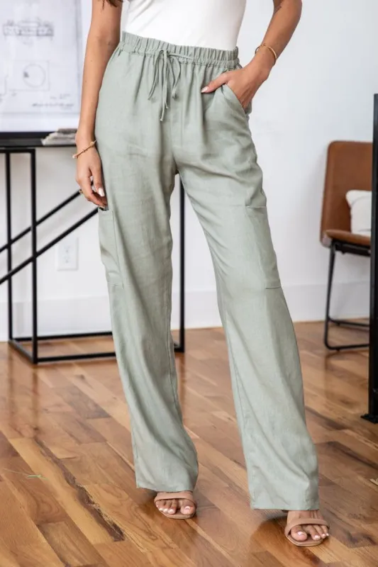 Float On By Moss Linen Blend Cargo Style Pants FINAL SALE sold by Pink Lily