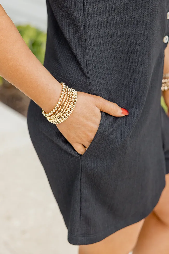 Same Mistakes Black Knit Button Up Romper FINAL SALE sold by Pink Lily product image thumbnail 3