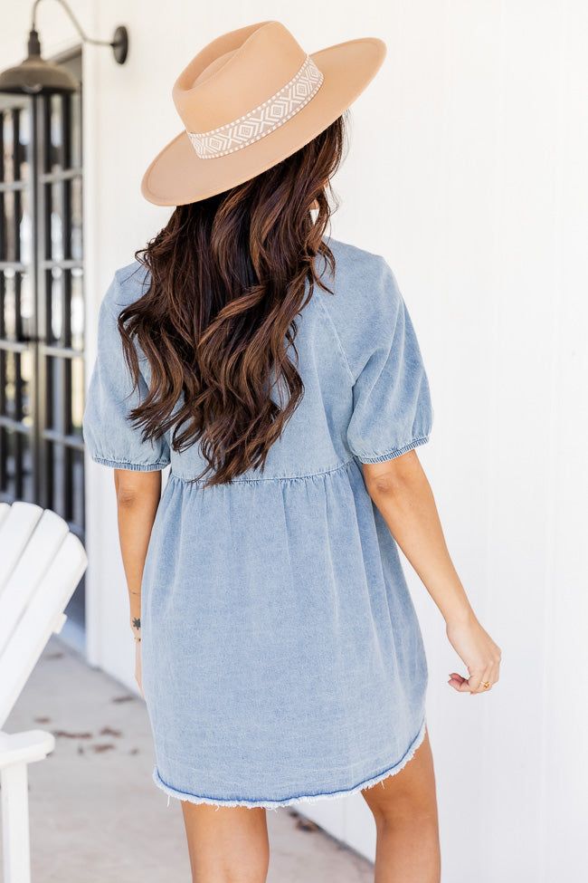 She's Walking Away Blue Denim Button Up Mini Dress FINAL SALE sold by Pink Lily product image thumbnail 4