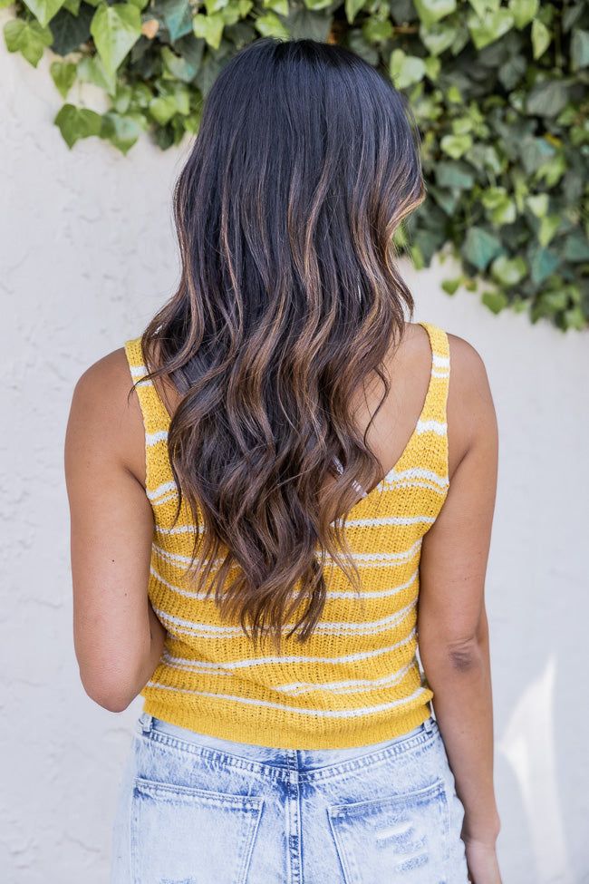 Moments Pass by Mustard Striped Knit Sweater Tank FINAL SALE sold by Pink Lily product image thumbnail 6
