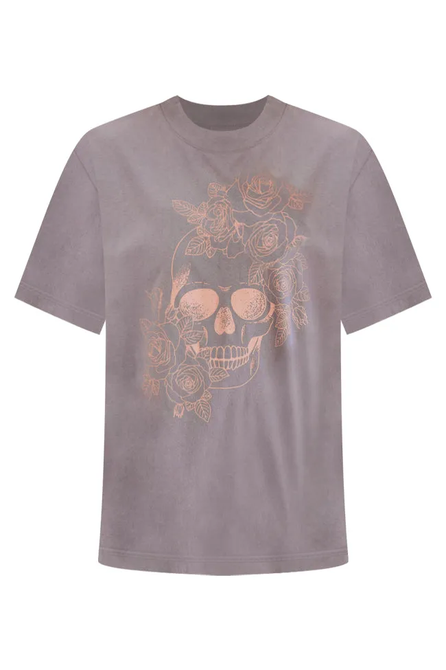 Floral Skull Grey Oversized Graphic Tee sold by Pink Lily product image thumbnail 5