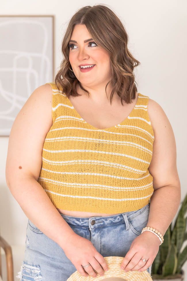 Moments Pass by Mustard Striped Knit Sweater Tank FINAL SALE sold by Pink Lily product image thumbnail 12