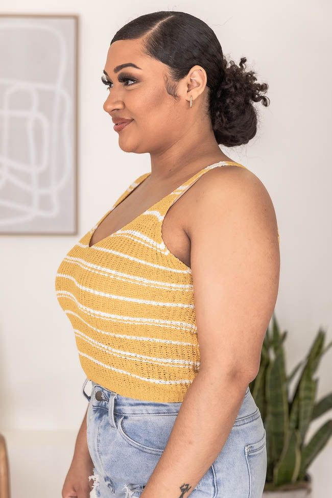 Moments Pass by Mustard Striped Knit Sweater Tank FINAL SALE sold by Pink Lily product image thumbnail 9