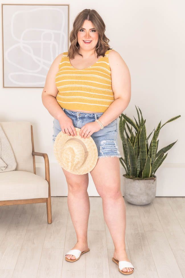 Moments Pass by Mustard Striped Knit Sweater Tank FINAL SALE sold by Pink Lily product image thumbnail 11