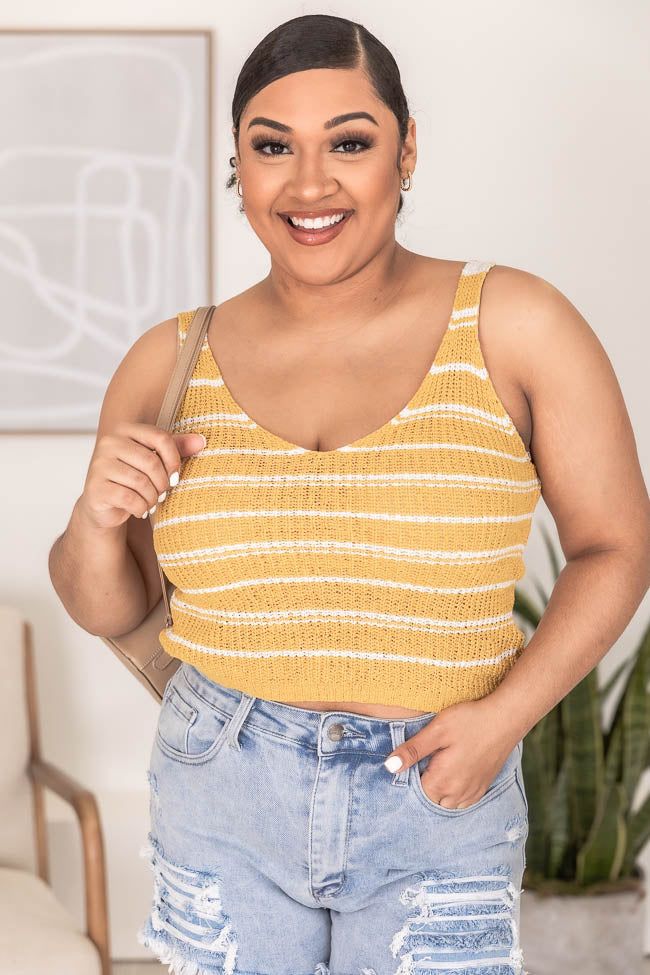 Moments Pass by Mustard Striped Knit Sweater Tank FINAL SALE sold by Pink Lily product image thumbnail 8