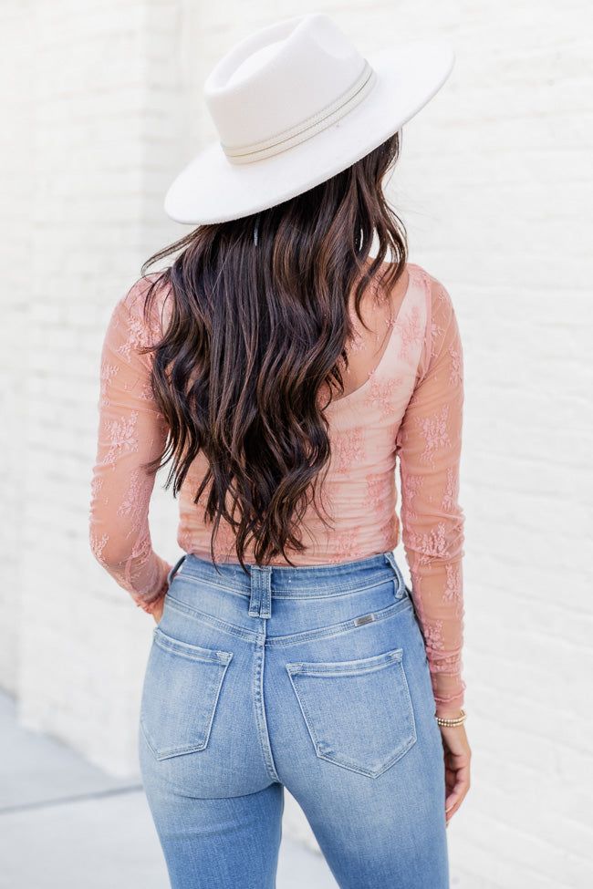 Speak Your Truth Cinnamon Mock Neck Lace Layering Blouse FINAL SALE sold by Pink Lily product image thumbnail 3