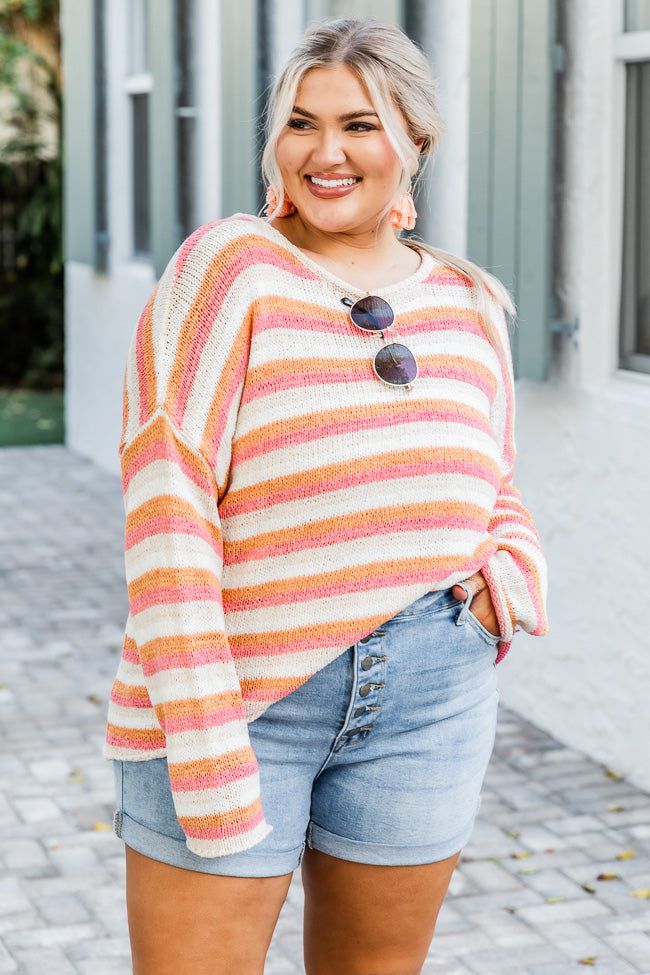 Close To You Pink and Orange Striped Sweater sold by Pink Lily product image thumbnail 6