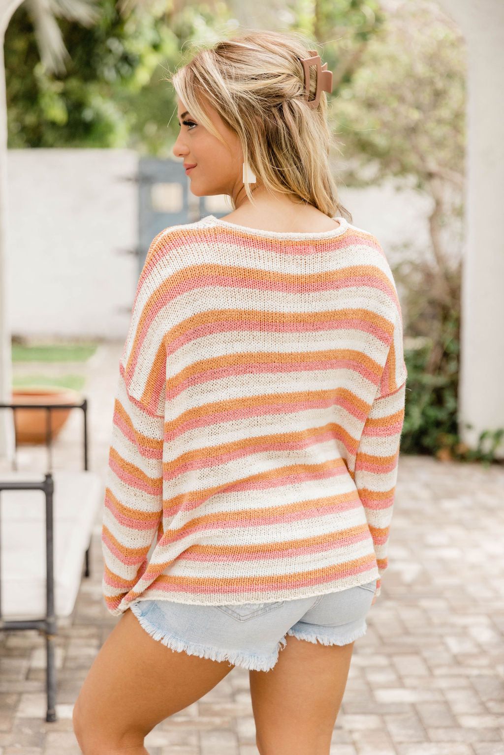 Close To You Pink and Orange Striped Sweater sold by Pink Lily product image thumbnail 5
