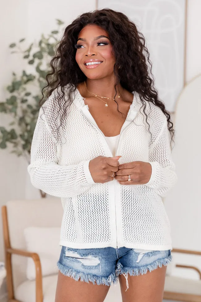 A Little Joy Cream Open Knit Full Zip Hoodie FINAL SALE sold by Pink Lily product image thumbnail 4