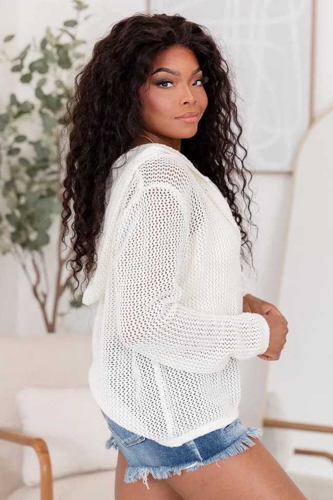 A Little Joy Cream Open Knit Full Zip Hoodie FINAL SALE sold by Pink Lily product image thumbnail 5