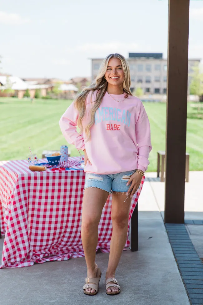 American Babe Light Pink Oversized Graphic Sweatshirt sold by Pink Lily product image thumbnail 2