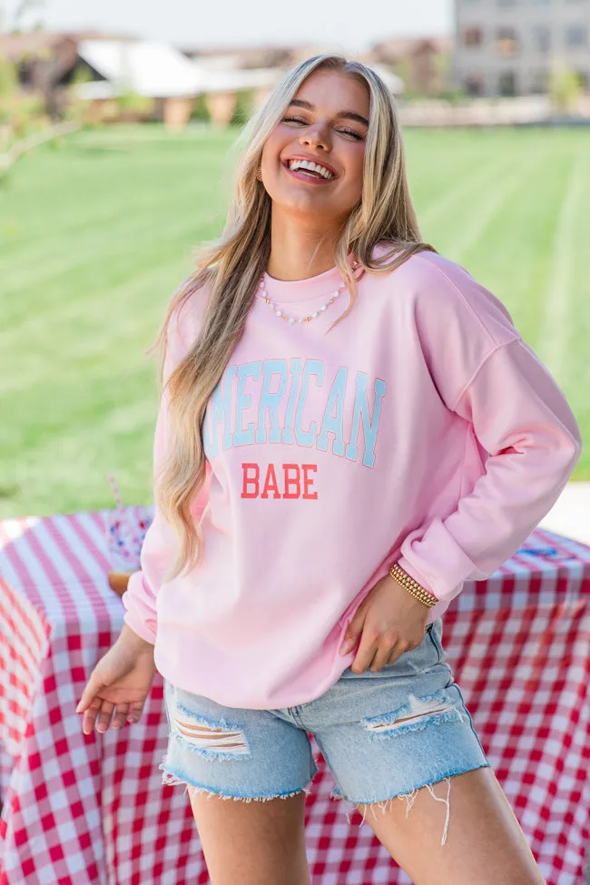American Babe Light Pink Oversized Graphic Sweatshirt sold by Pink Lily product image thumbnail 3