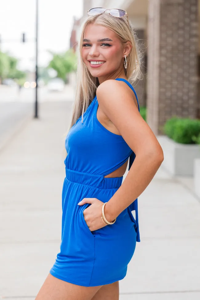 Penny for My Thoughts Royal Blue Halter Neck Romper FINAL SALE sold by Pink Lily product image thumbnail 3