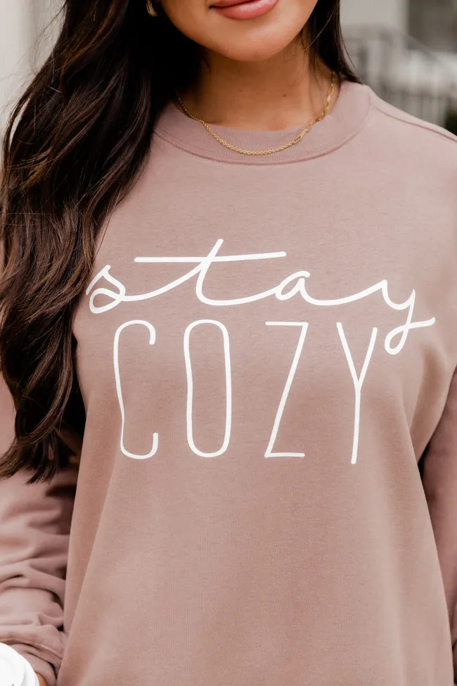 Stay Cozy Mocha Oversized Graphic Sweatshirt FINAL SALE sold by Pink Lily product image thumbnail 3