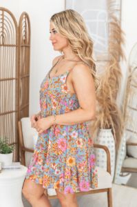 Keep Blooming Multi Floral Mini Dress sold by Pink Lily