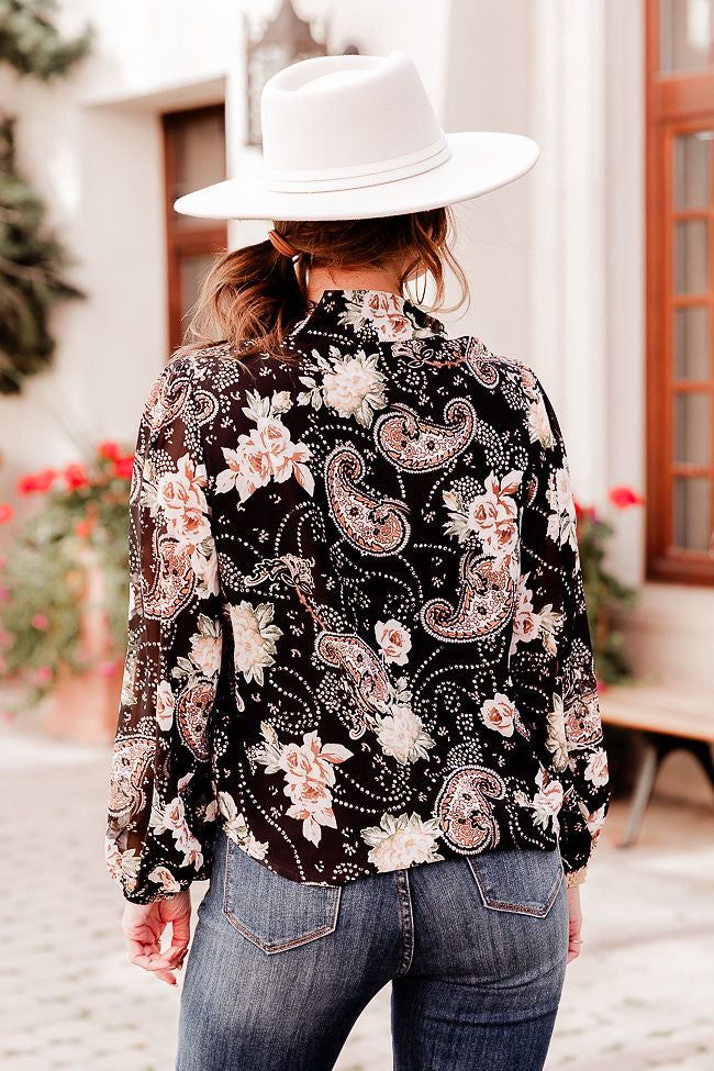 Paisley Pass Mock Neck Blouse Amber Massey X Pink Lily FINAL SALE sold by Pink Lily product image thumbnail 5