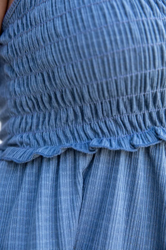 Leave It To Me Slate Blue Smocked Bust Knit Tank FINAL SALE sold by Pink Lily product image thumbnail 4