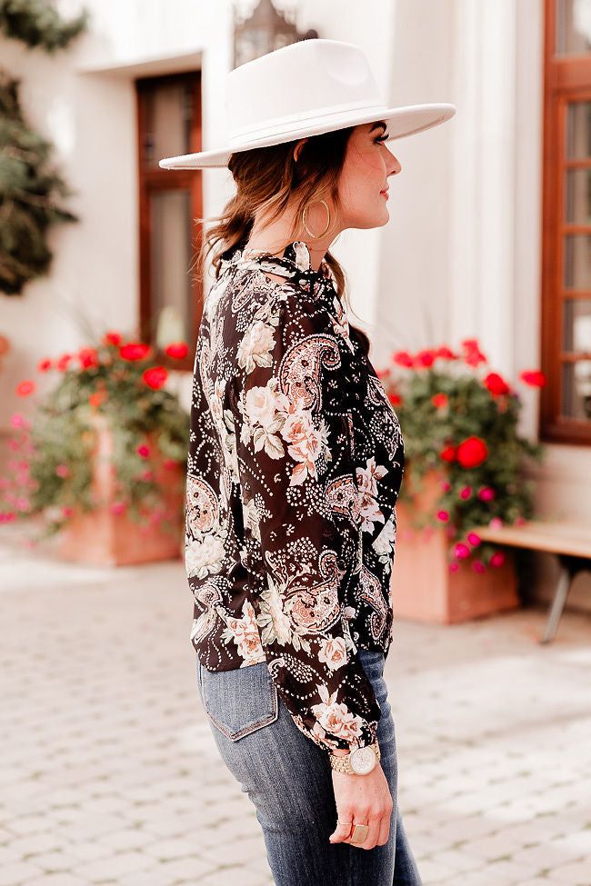 Paisley Pass Mock Neck Blouse Amber Massey X Pink Lily FINAL SALE sold by Pink Lily product image thumbnail 4